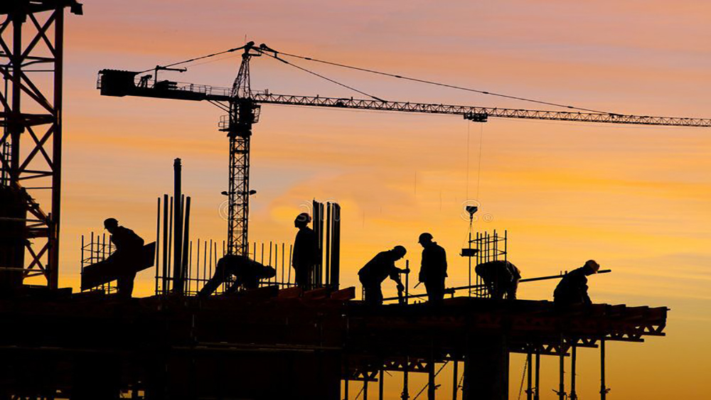 Construction Site Silhouette Stock Photo - Image of sunset, worker 964422